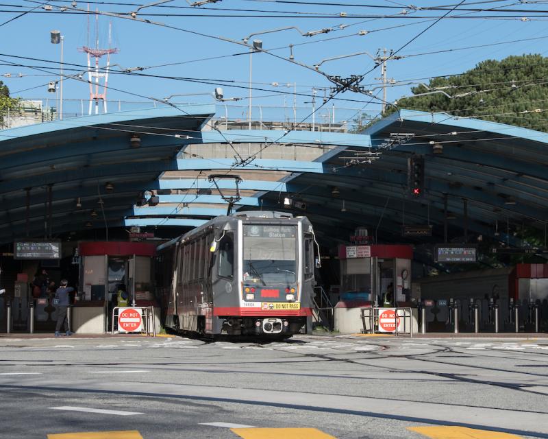 Photo of K Ingleside train exiting tunnel at West Portal